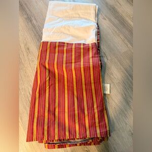 Ralph Lauren Edmonton Red Gold Striped Queen Bed Skirt 17.5" Drop EUC